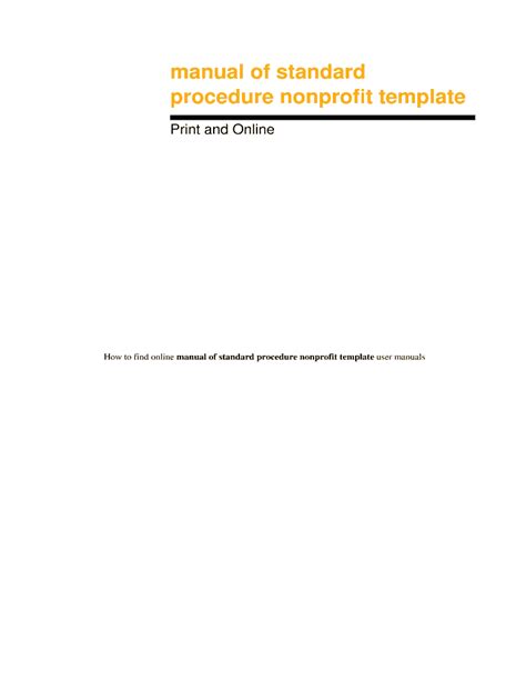 Read Online Manual Of Standard Procedure Nonprofit Template 