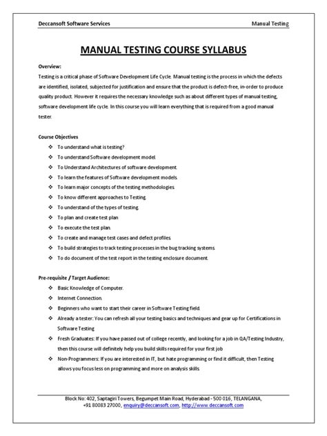 Full Download Manual Testing Syllabus Kleid 