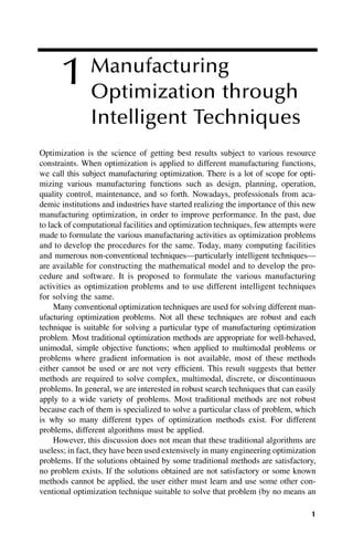Manufacturing Optimization Through Intelligent Techniques Manufacturing Engineering And Materials Processing