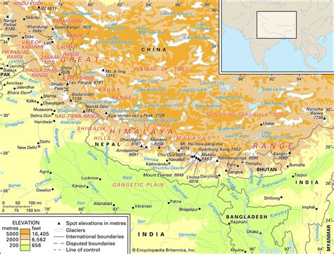 Map Himalayan Mountain Range