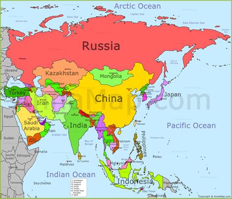 map of asia countries