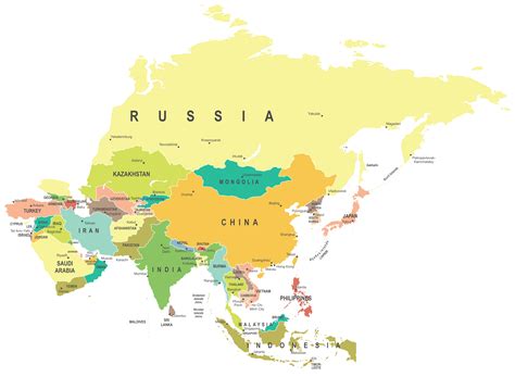map of asia with countries