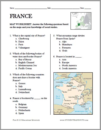 Map Of France Worksheet Worksheet French Teacher Made La France Worksheet - La France Worksheet