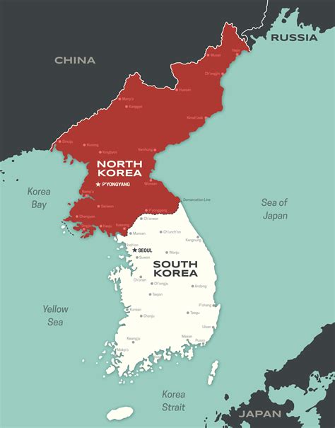 map of korea and china