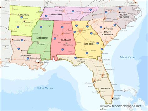 Map Of Southeast Us