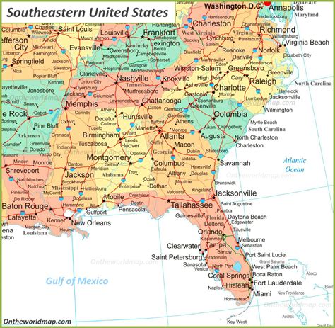 Map Of Southeastern States