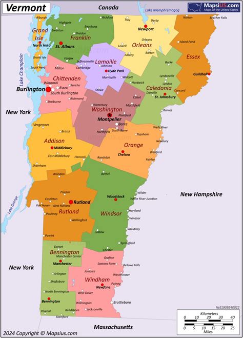map of vermont