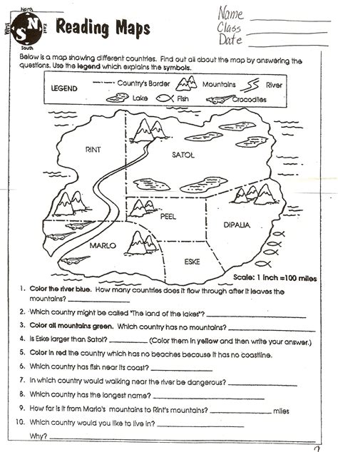 Map Reading Worksheet Education Com Reading A Map Worksheet Answer Key - Reading A Map Worksheet Answer Key