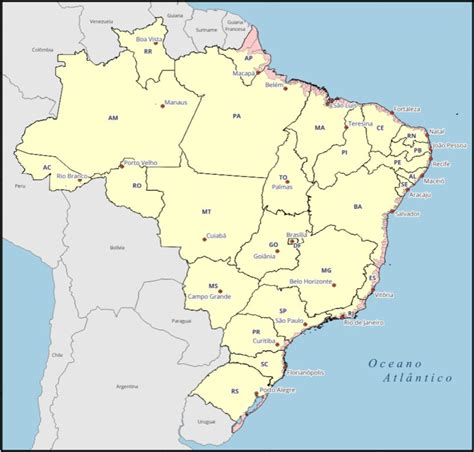 Mapa Litoral Brasileiro