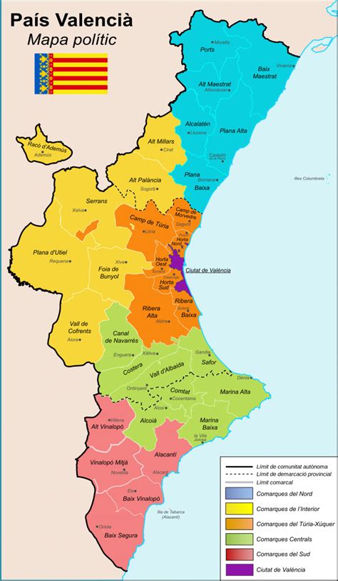 Mapa Comunitat Valenciana: Comarcas y Capitales