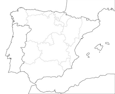 Mapa de España en Blanco: Descarga Plantillas de España para Imprimir
