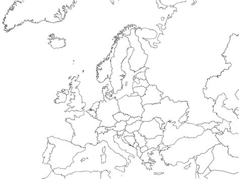 Mapa de Europa en blanco para imprimir, colorear y descargar
