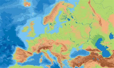 Mapa de Europa Físico sin Nombres