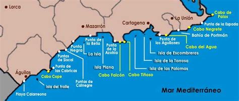 Mapa de la costa de Murcia: playas, calas y pueblos con encanto