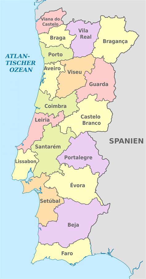 Mapa de Portugal Político: Descubre la división territorial del país.