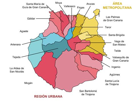 Mapa político de Gran Canaria: municipios y comarcas