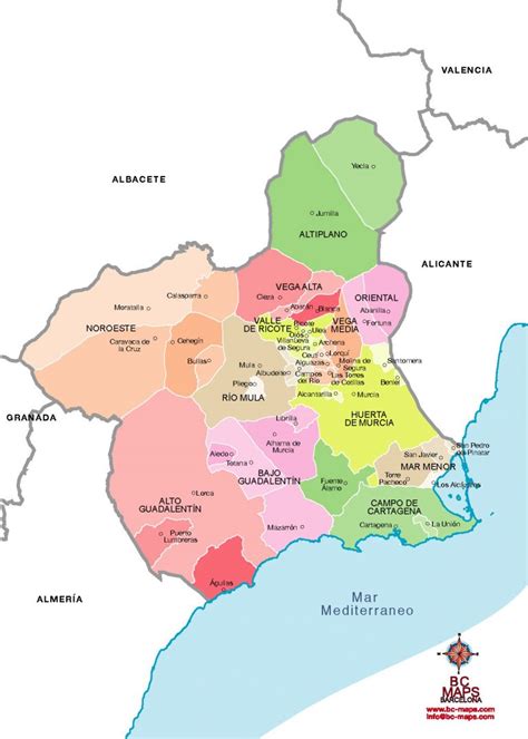 Mapa político de Murcia: Municipios, partidos políticos y distribución de escaños.