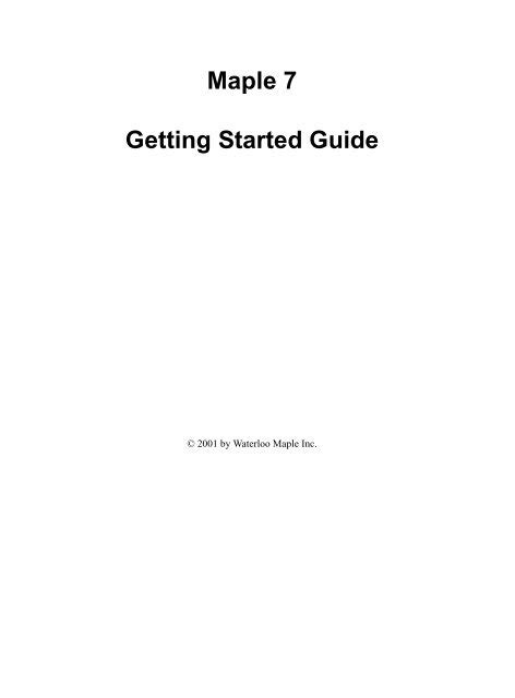 Read Maple 12 Getting Started Guide Download 