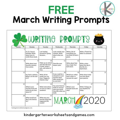 March Writing Prompts Calendar Calendar Writing Prompts - Calendar Writing Prompts