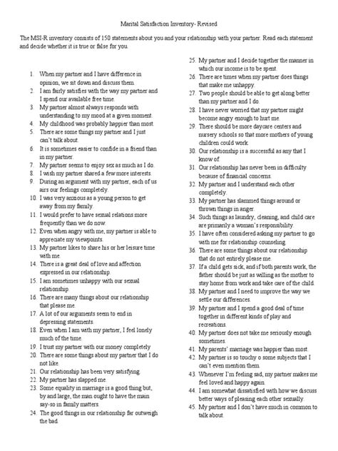 Marital Satisfaction Inventory