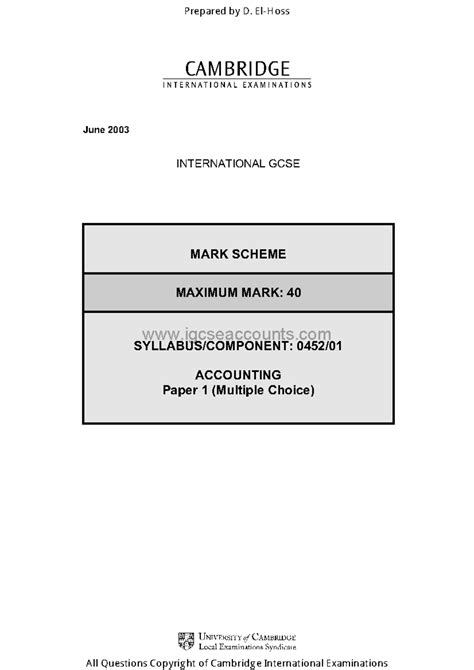 mark scheme maximum mark 40 papers xtremepapers