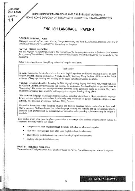 Read Mark On English Language Paper 4 