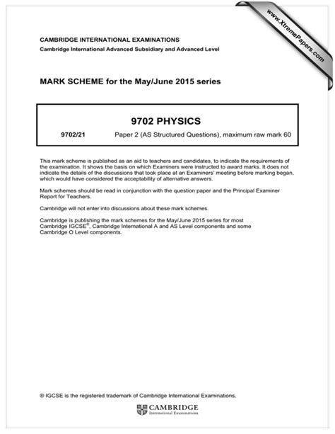 Download Mark Scheme 9702 June 10 Paper 22 