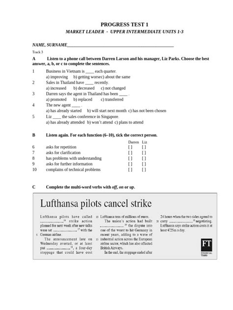 Market Leader Progress Test1 Unit 7 Cultures