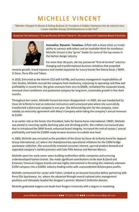 marketing biography samples