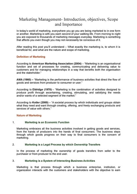 Marketing Management Notes Mba