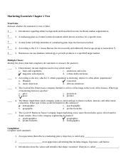 Download Marketing Essentials Chapter 2 Test 