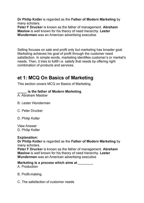 Full Download Marketing Management Mcqs Philip Kotler 