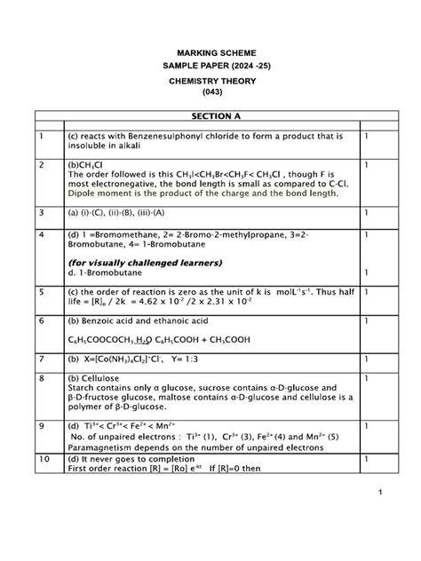 marking scheme for chemistry paper4 2002