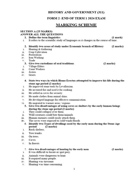marking scheme for history jcs