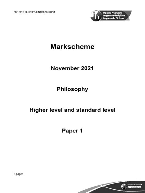 Markscheme Ib Philosophy