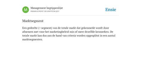 marktsegment betekenis