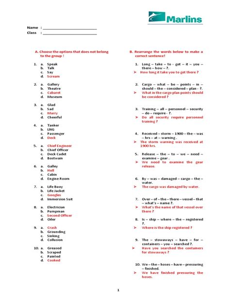 Marlin Test Answer