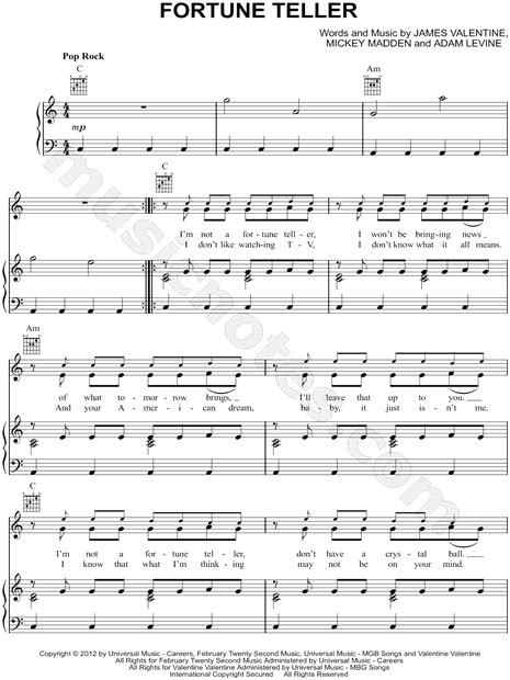 maroon 5 fortune teller instrumental music