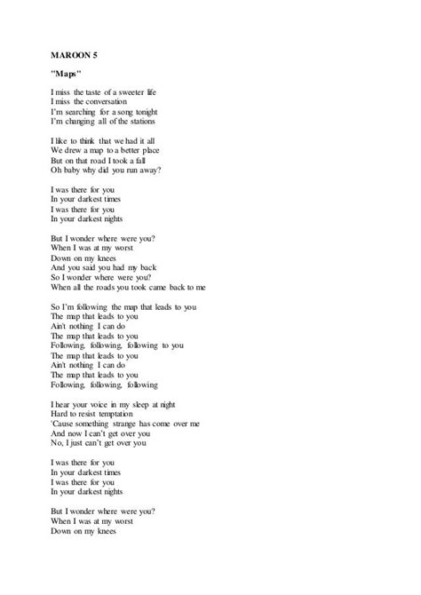Maroon 5 Maps Letra