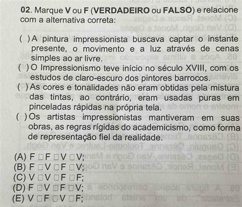 Marque Verdadeiro Ou Falso