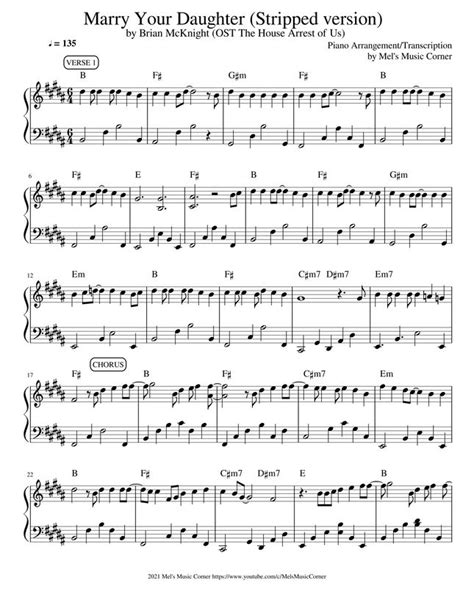 marry your daughter piano sheet music