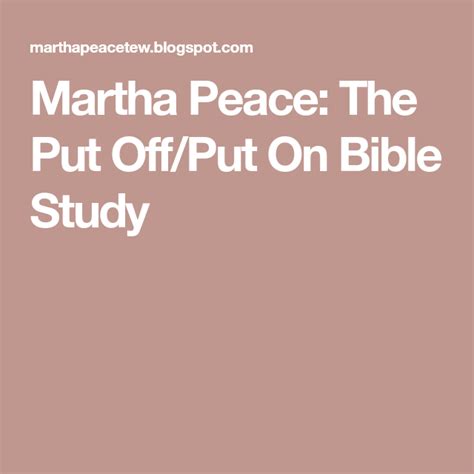 Martha Peace The Put Off Put On Bible Put Offput On Worksheet - Put Offput On Worksheet