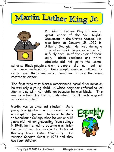 Martin Luther King Day Reading Comprehension Worksheetsplus 3rd Grade Mlk Worksheet - 3rd Grade Mlk Worksheet