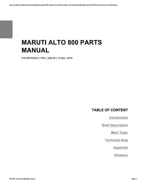 Read Online Maruti Alto 800 Parts Manual File Type Pdf 