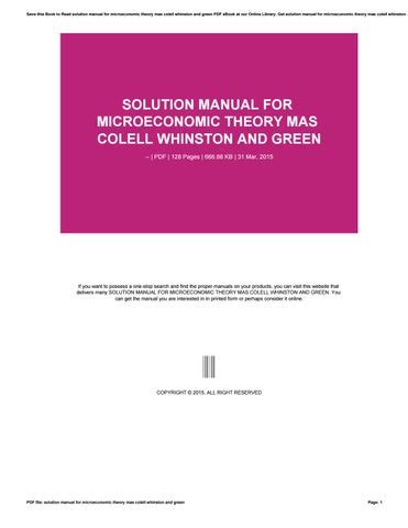 Full Download Mas Colell Whinston Green Solutions Manual Pdf 