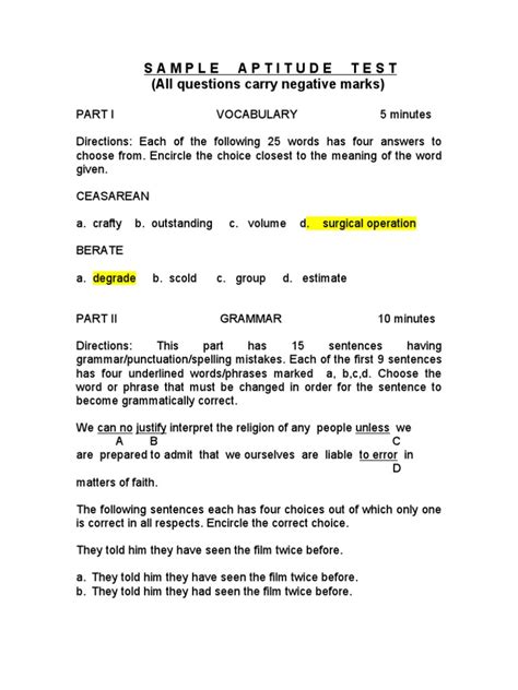 Mass Communication Aptitude Test Sample Paper