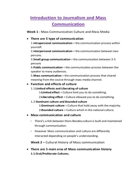 Mass Communication Lecture Notes