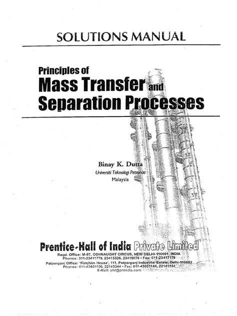 Mass Transfer Bk Dutta Solution Mannual