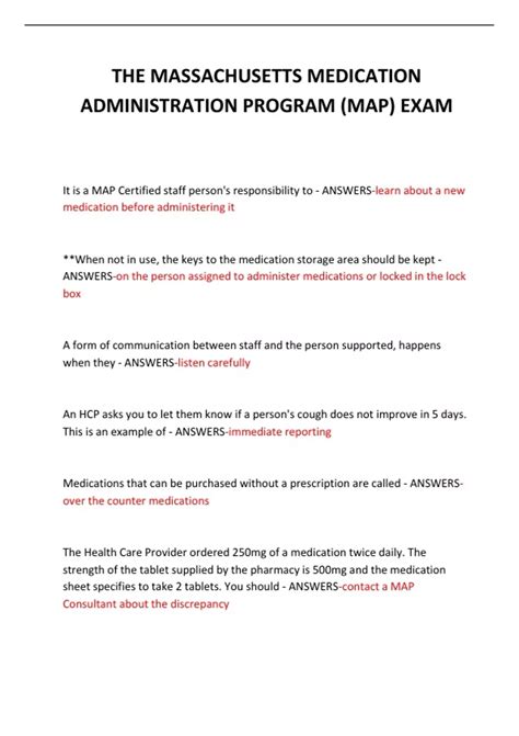 Massachusetts Medication Administration Program Practice Test