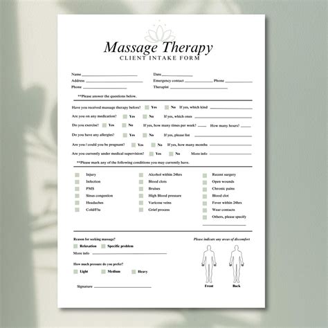 massage hippa forms
